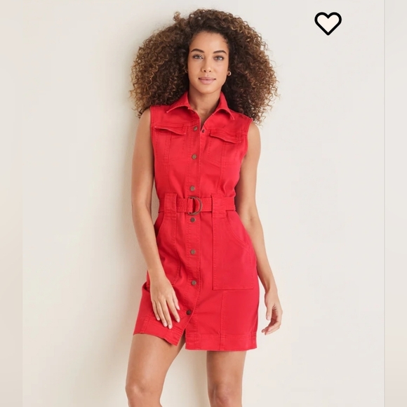 Venus Cargo Pocket Belted Utility Safari Button Dress - Picture 2 of 6